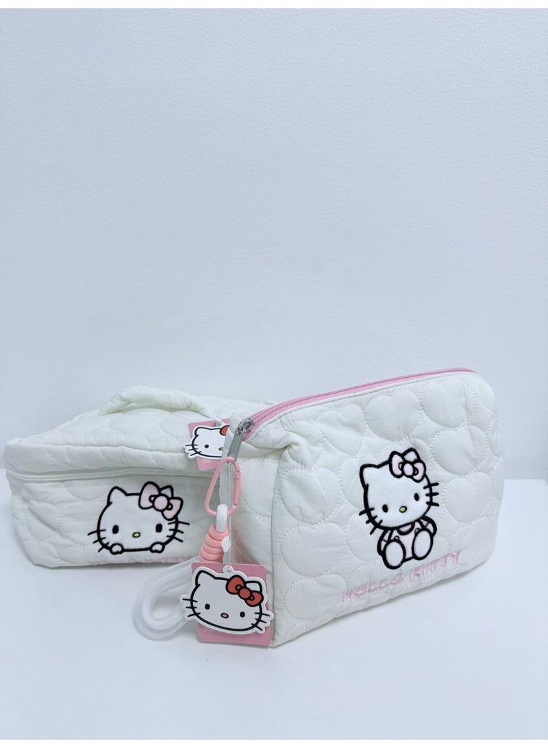 Hello Kitty Makeup Bag with Matching Medium Pouch Set